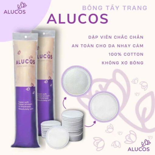 Bông tẩy trang Alucos 150 miếng 222M siêu dày hàng chính hãng - Hình ảnh 4