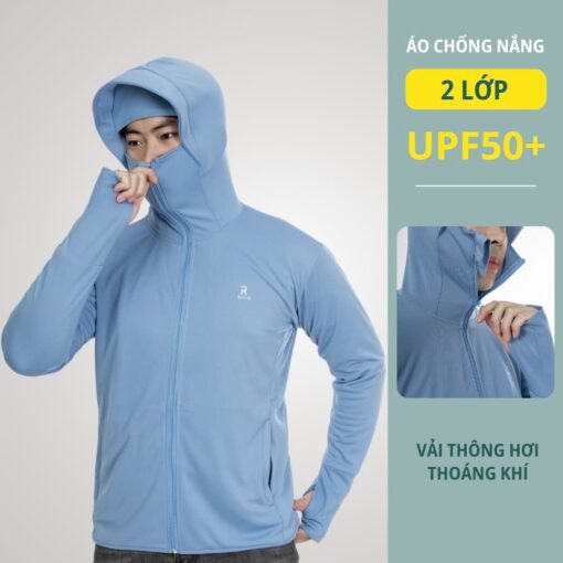 Áo chống nắng nam 2 lớp RICO che trán UPF50+ chống tia UV nam nữ M22 - Hình ảnh 2