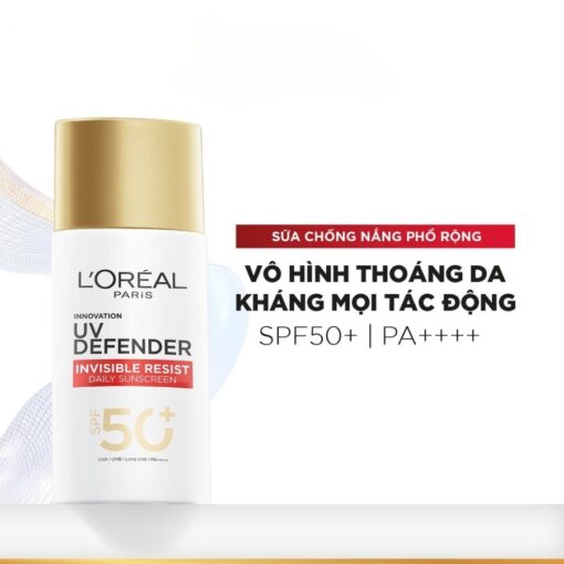 Sữa Chống Nắng Phổ Rộng L’Oreal Paris UV Defender Invisible Resist Fluid SPF 50+ PA++++ 50ml N3476 - Hình ảnh 2