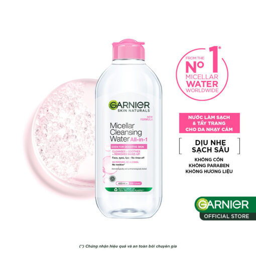 Nước Tẩy Trang Garnier làm sạch sâu dịu nhẹ cho mọi loại da - Garnier Micellar Cleansing Water 400ml - Hình ảnh 3