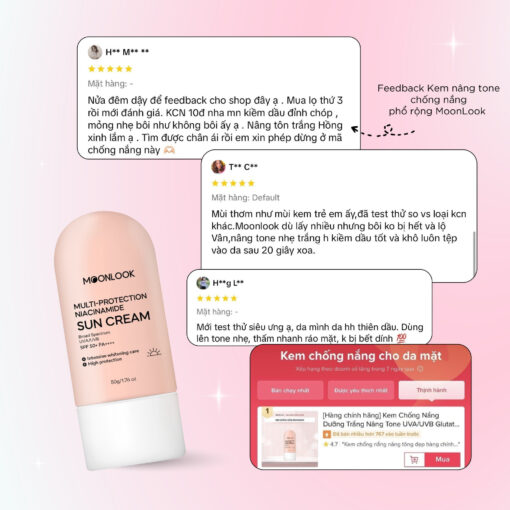 Kem chống nắng Moonlook multi protection niacinamide SPF50+ PA++++ sun cream 50g 16070 - Hình ảnh 2