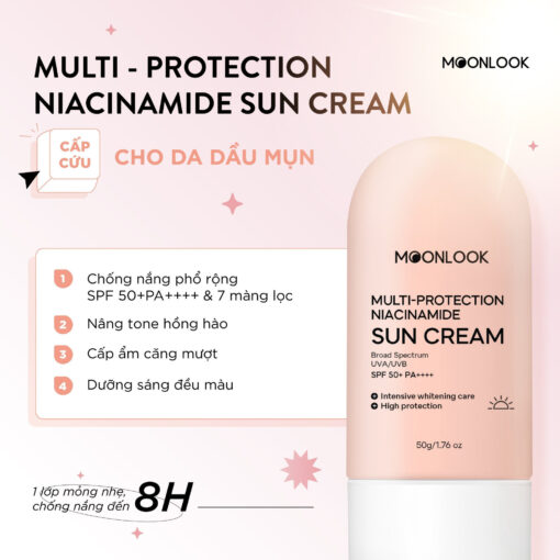 Kem chống nắng Moonlook multi protection niacinamide SPF50+ PA++++ sun cream 50g 16070 - Hình ảnh 3