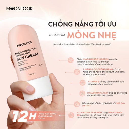 Kem chống nắng Moonlook multi protection niacinamide SPF50+ PA++++ sun cream 50g 16070 - Hình ảnh 4
