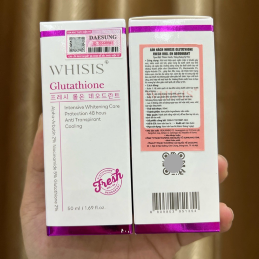 Lăn Khử Mùi Whisis Glutathione Fresh Roll On Deodorant Hàn Quốc 50ml trị thâm nách, sáng da N3517 - Hình ảnh 3