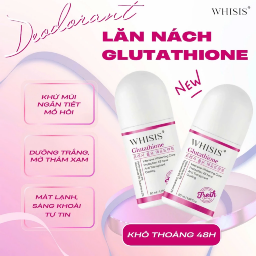 Lăn Khử Mùi Whisis Glutathione Fresh Roll On Deodorant Hàn Quốc 50ml trị thâm nách, sáng da N3517 - Hình ảnh 4