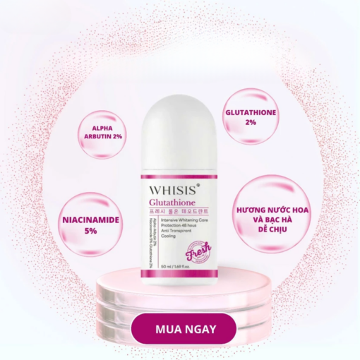Lăn Khử Mùi Whisis Glutathione Fresh Roll On Deodorant Hàn Quốc 50ml trị thâm nách, sáng da N3517 - Hình ảnh 5