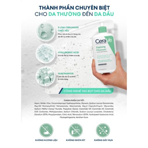 Sữa Rửa Mặt CeraVe Hydrating Facial Cleanser Màu Xanh Lá 236ml - Hình ảnh 9
