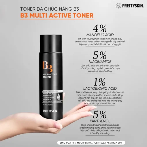 Nước Hoa Hồng Dưỡng Da Trắng Sáng Pretty Skin B3 Multi Active 205ml P4652 - Hình ảnh 6