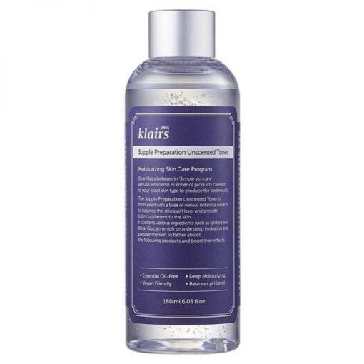Nước hoa hồng không mùi Klairs Supple Preparation Unscented Toner 180ml 63713
