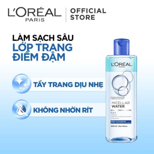 Nước Tẩy Trang L'Oreal Micellar Water Làm Sạch Sâu Trang Điểm 400ml