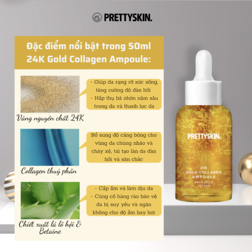 Tinh Chất Serum Cấp Ẩm Dưỡng Sáng PrettySkin 24K Gold 50ml 10746 - Hình ảnh 2