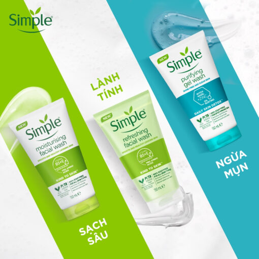 Sữa Rửa Mặt Simple Kind To Skin Refreshing Facial Wash Gel 150ml 28522 - Hình ảnh 5