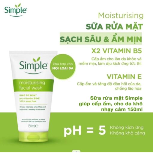 Sữa Rửa Mặt Simple Kind To Skin Refreshing Facial Wash Gel 150ml 28522 - Hình ảnh 6