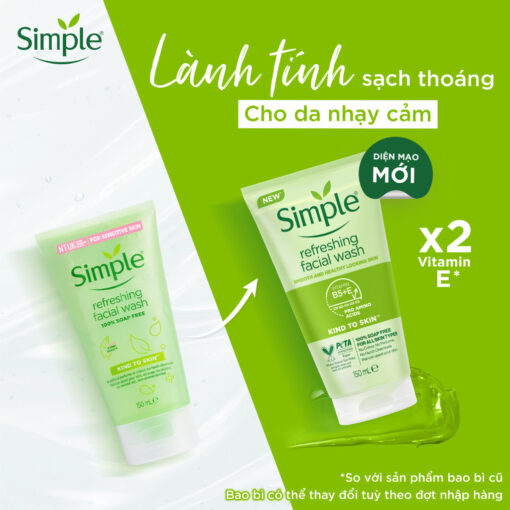 Sữa Rửa Mặt Simple Kind To Skin Refreshing Facial Wash Gel 150ml 28522 - Hình ảnh 7