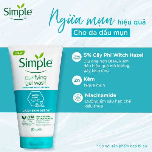 Sữa Rửa Mặt Simple Kind To Skin Refreshing Facial Wash Gel 150ml 28522 - Hình ảnh 8