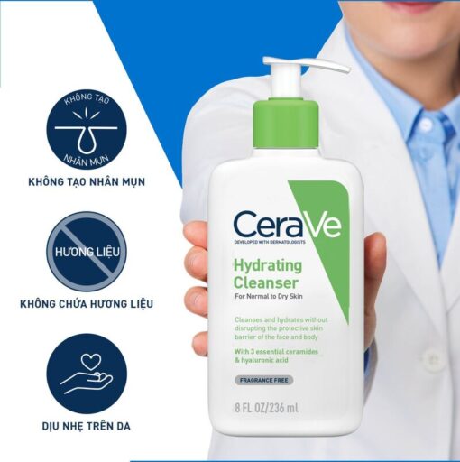 Sữa Rửa Mặt CeraVe Hydrating Facial Cleanser Màu Xanh Lá 236ml