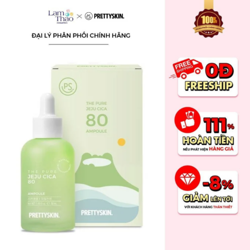 Tinh Chất Rau Má Pretty Skin The Pure JeJu Cica 80 Ampoule - Hình ảnh 2