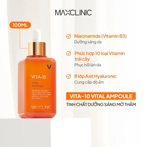 Tinh Chất dưỡng sáng, mờ thâm Vita-10 Vital Ampoule Maxclinic 100ml Serum  N3347 - Hình ảnh 2