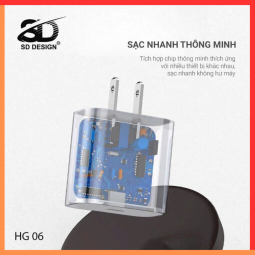 Bộ Củ Cáp Sạc Nhanh Iphone HG06 chính hãng SD DESIGN cho Iphone 7 - 14 - Hình ảnh 7