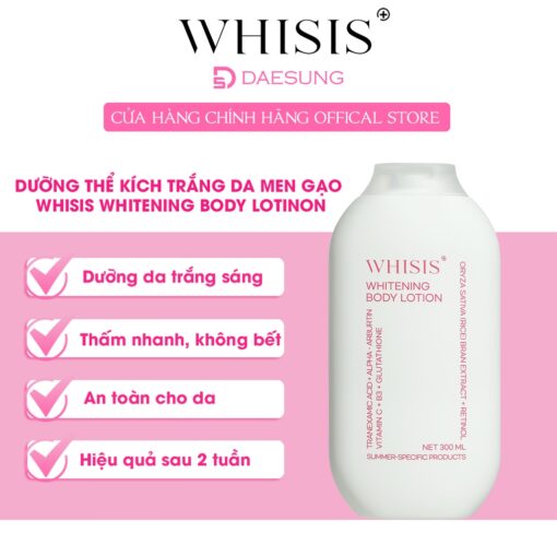 Kem Dưỡng Thể WHISIS Sáng Da Ban Đêm Từ Men Gạo Retinol Whisis Whitening Body Lotion 300ml P4789 - Hình ảnh 2
