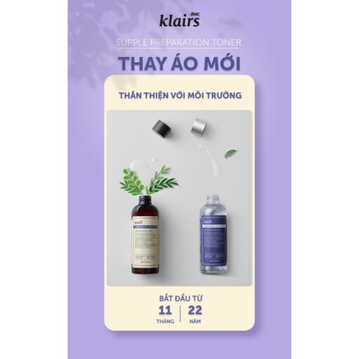 Nước hoa hồng không mùi Klairs Supple Preparation Unscented Toner 180ml 63713 - Hình ảnh 2