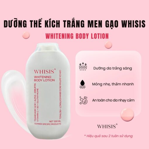 Kem Dưỡng Thể WHISIS Sáng Da Ban Đêm Từ Men Gạo Retinol Whisis Whitening Body Lotion 300ml P4789 - Hình ảnh 3