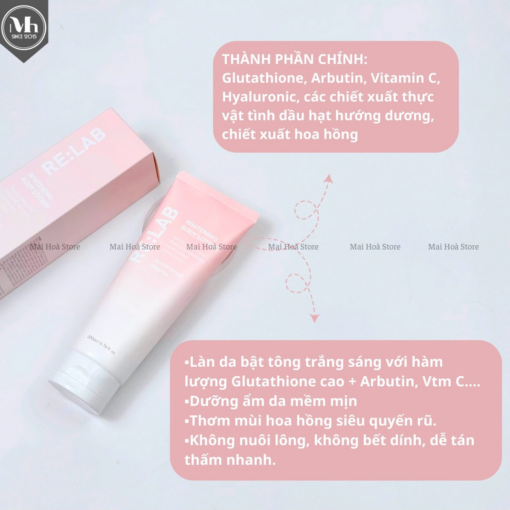 Dưỡng Thể Dưỡng Trắng, Ẩm, Nâng Tone RE:LAB Whitening Body Lotion 200ml N3391 - Hình ảnh 3