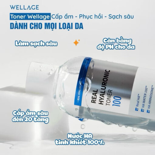 Nước Hoa Hồng Wellage Cấp Ẩm Sâu Cho Da 200ml Real Hyaluronic Toner 100 P4728 - Hình ảnh 7