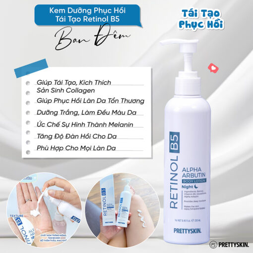 Dưỡng thể trắng da Ngày đêm PrettySkin Body Glutathione V10 Alpha Arbutin Lotion 12739 - Hình ảnh 6