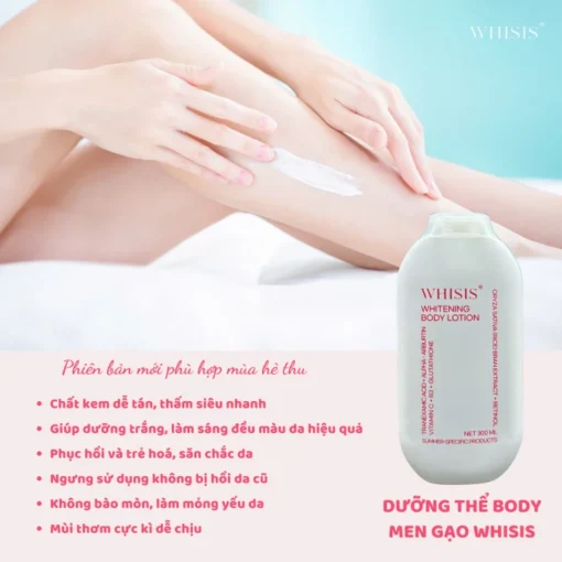 Kem Dưỡng Thể WHISIS Sáng Da Ban Đêm Từ Men Gạo Retinol Whisis Whitening Body Lotion 300ml P4789 - Hình ảnh 6