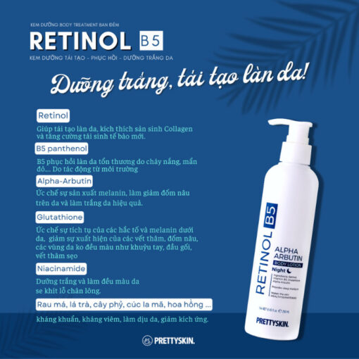 Dưỡng thể trắng da Ngày đêm PrettySkin Body Glutathione V10 Alpha Arbutin Lotion 12739 - Hình ảnh 7