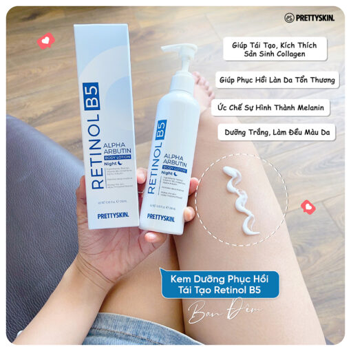 Dưỡng thể trắng da Ngày đêm PrettySkin Body Glutathione V10 Alpha Arbutin Lotion 12739 - Hình ảnh 8