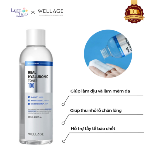 Nước Hoa Hồng Wellage Cấp Ẩm Sâu Cho Da 200ml Real Hyaluronic Toner 100 P4728 - Hình ảnh 2