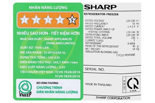 Tủ lạnh Sharp Inverter 330 lít SJ-XP352AE-SL - Hình ảnh 20