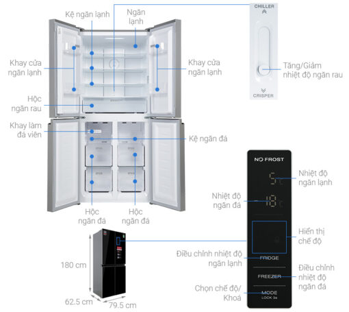 Tủ lạnh Sharp Inverter 362 lít Multi Door SJ-FX420VG-BK - Hình ảnh 22