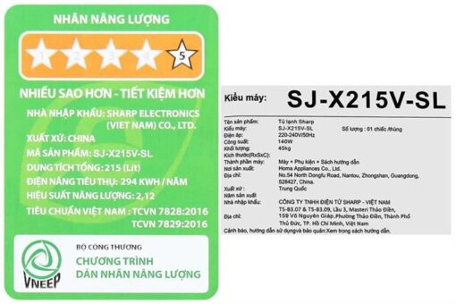 Tủ lạnh Sharp Inverter 197 lít SJ-X215V-SL - Hình ảnh 16