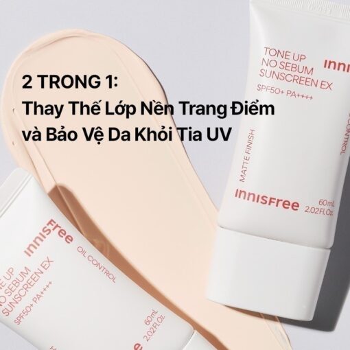 Kem chống nắng INNISFREE Tone Up No Sebum Sunscreen EX SPF 50+ PA++++ 60ml (mẫu mới) N3611 - Hình ảnh 2
