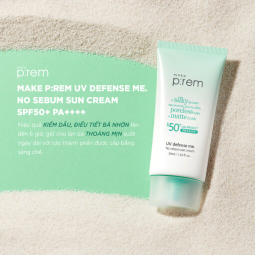 Kem chống nắng vật lý kiềm dầu Make P:rem UV Defense Sebum Sun Cream 50ml N3624 - Hình ảnh 3