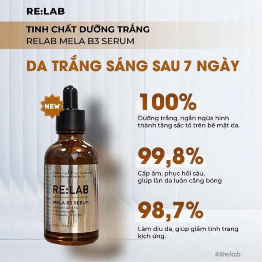 Tinh chất Serum dưỡng trắng Relab mela b3 sáng da mờ thâm sạm nám 50ml N3377 - Hình ảnh 3