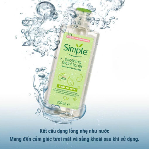 Nước Hoa Hồng Simple Dịu Da, Cấp Ẩm 200ml Kind to Skin Soothing Facial Toner 25687 - Hình ảnh 4