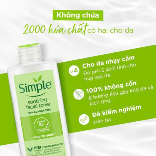 Nước Hoa Hồng Simple Dịu Da, Cấp Ẩm 200ml Kind to Skin Soothing Facial Toner 25687 - Hình ảnh 8