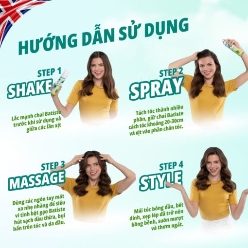 Dầu Gội Khô Batiste Giúp Làm Sạch, Tóc Bồng Bềnh Dry Shampoo 50ml 27450 - Hình ảnh 2