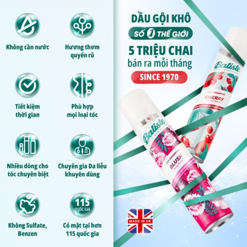 Dầu Gội Khô Batiste Giúp Làm Sạch, Tóc Bồng Bềnh Dry Shampoo 50ml 27450 - Hình ảnh 11